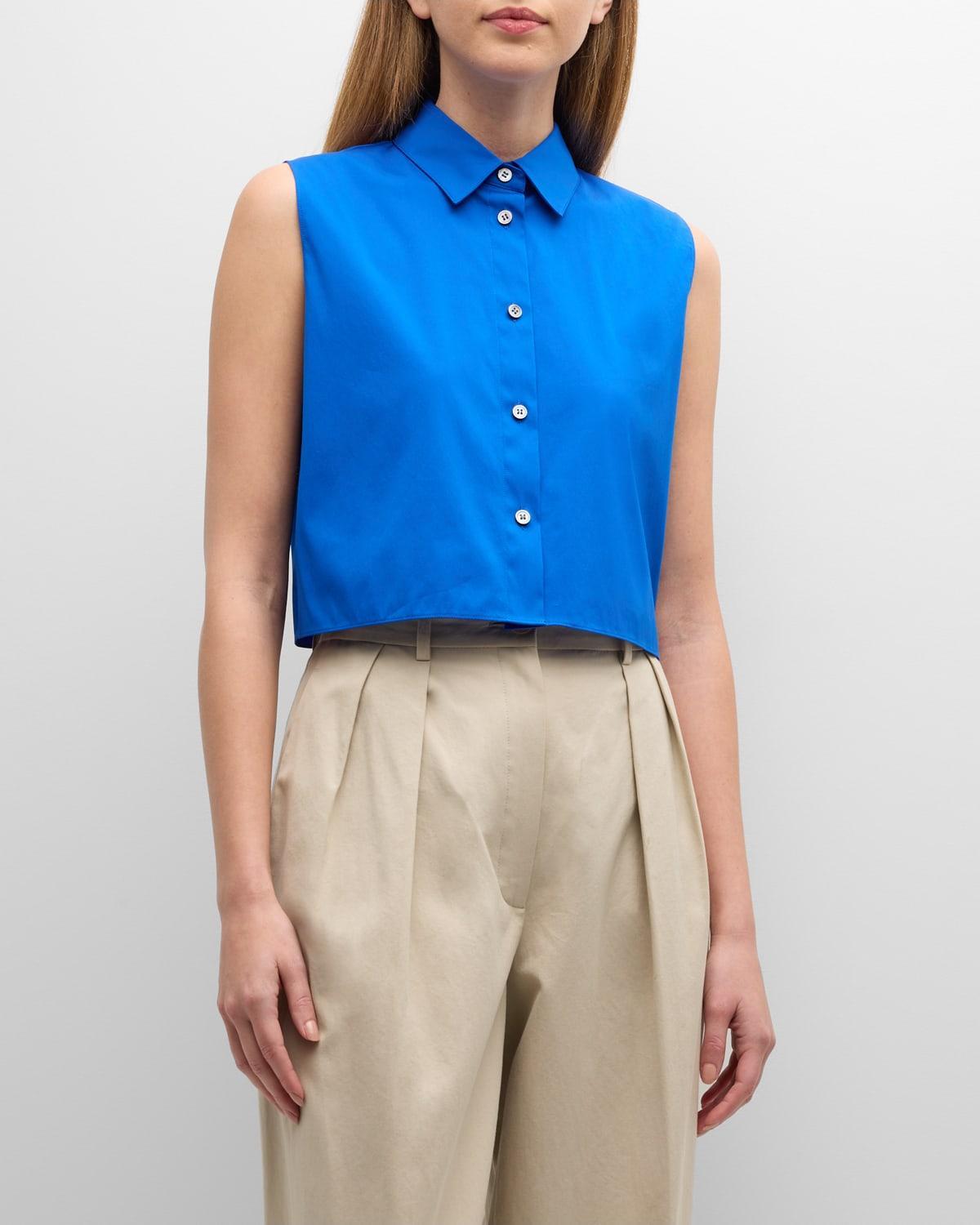 Cropped Sleeveless Cotton Shirt Product Image