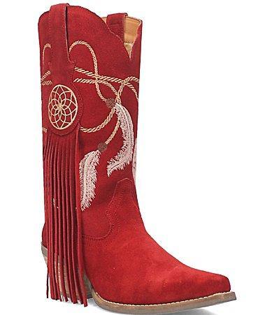 Dingo Day Dream Embroidered Suede Mid Western Boots Product Image