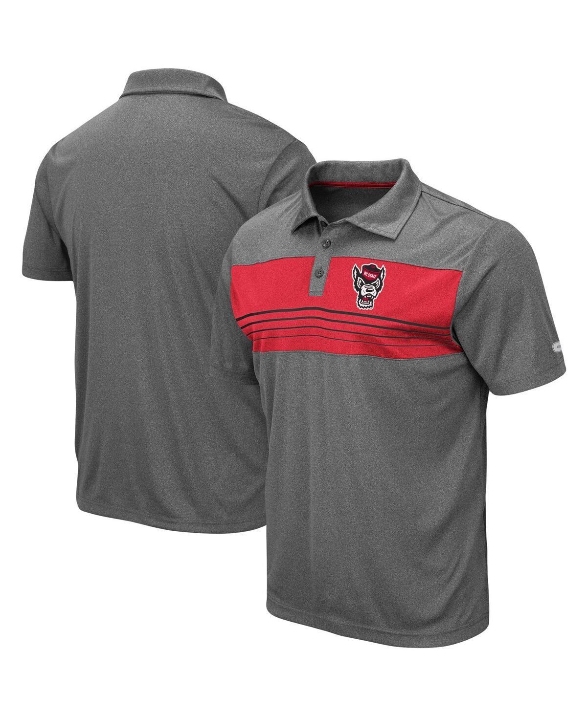 Mens Colosseum Heathered Charcoal NC State Wolfpack Wordmark Smithers Polo Product Image