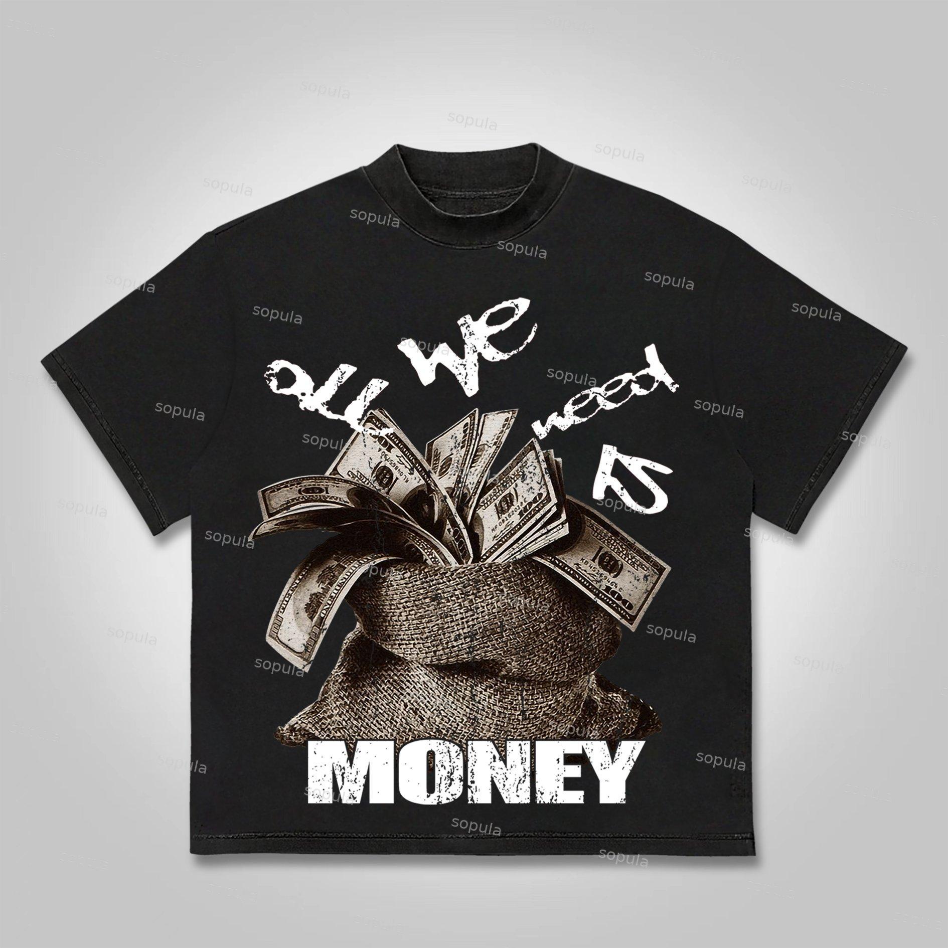 Sopula All We Need Is Money Graphic Print Cotton T-shirt Product Image