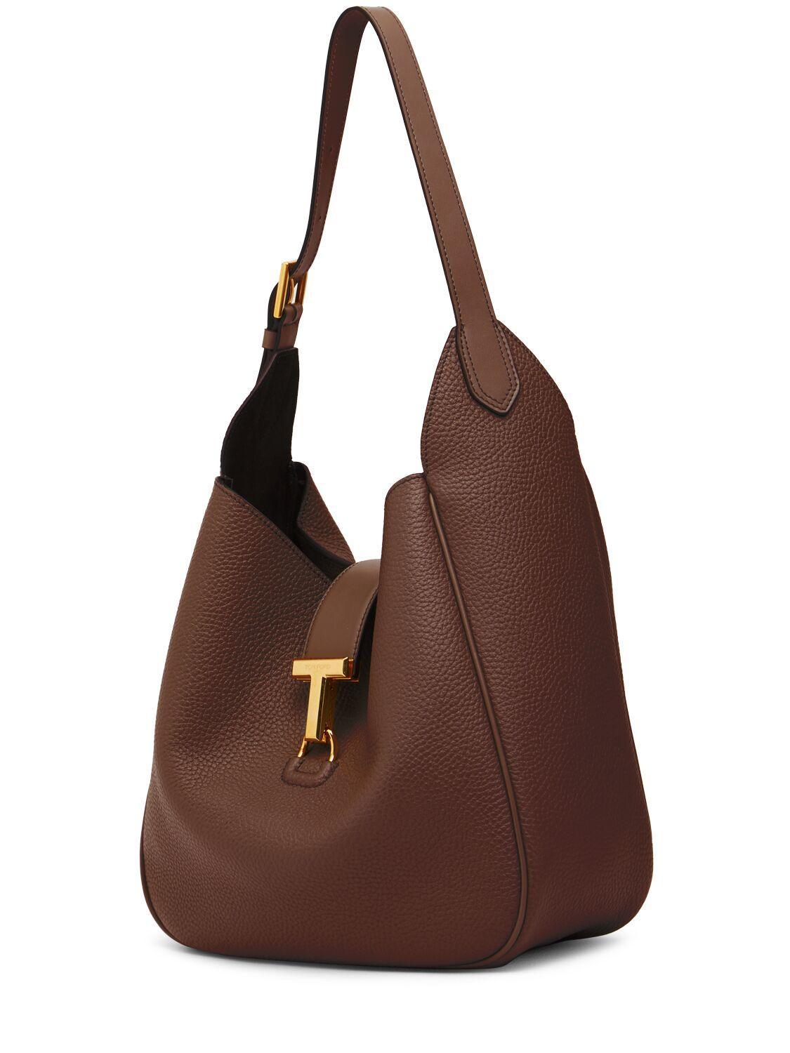 TOM FORD Medium Monarch Leather Bag In Saddle Brown Product Image