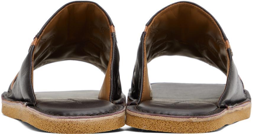 DRIES VAN NOTEN Brown Leather Slides In 359 Bordeaux Product Image