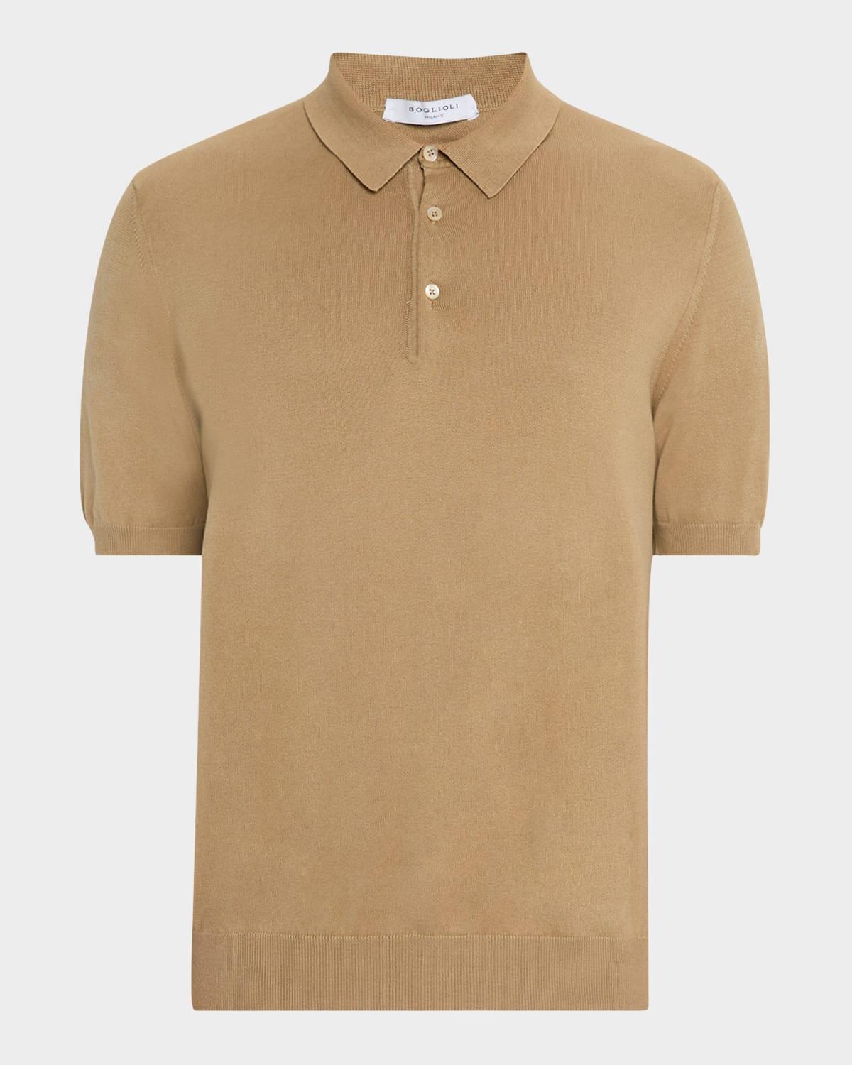 Mens Garment-Washed Cotton Polo Shirt Product Image