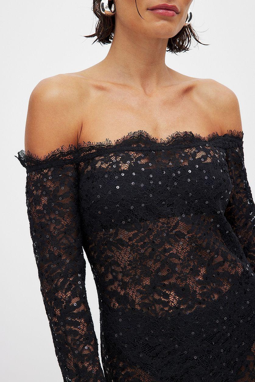 Lace Sequin Maxi Dress Product Image