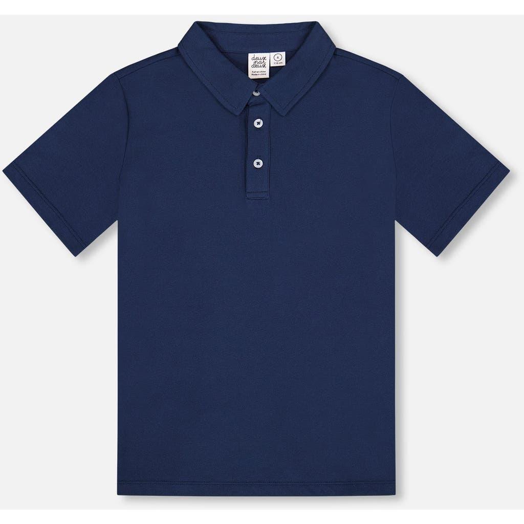 Deux par Deux Boy's Short Sleeve Polo Shirt Navy Blue at Nordstrom,  Product Image