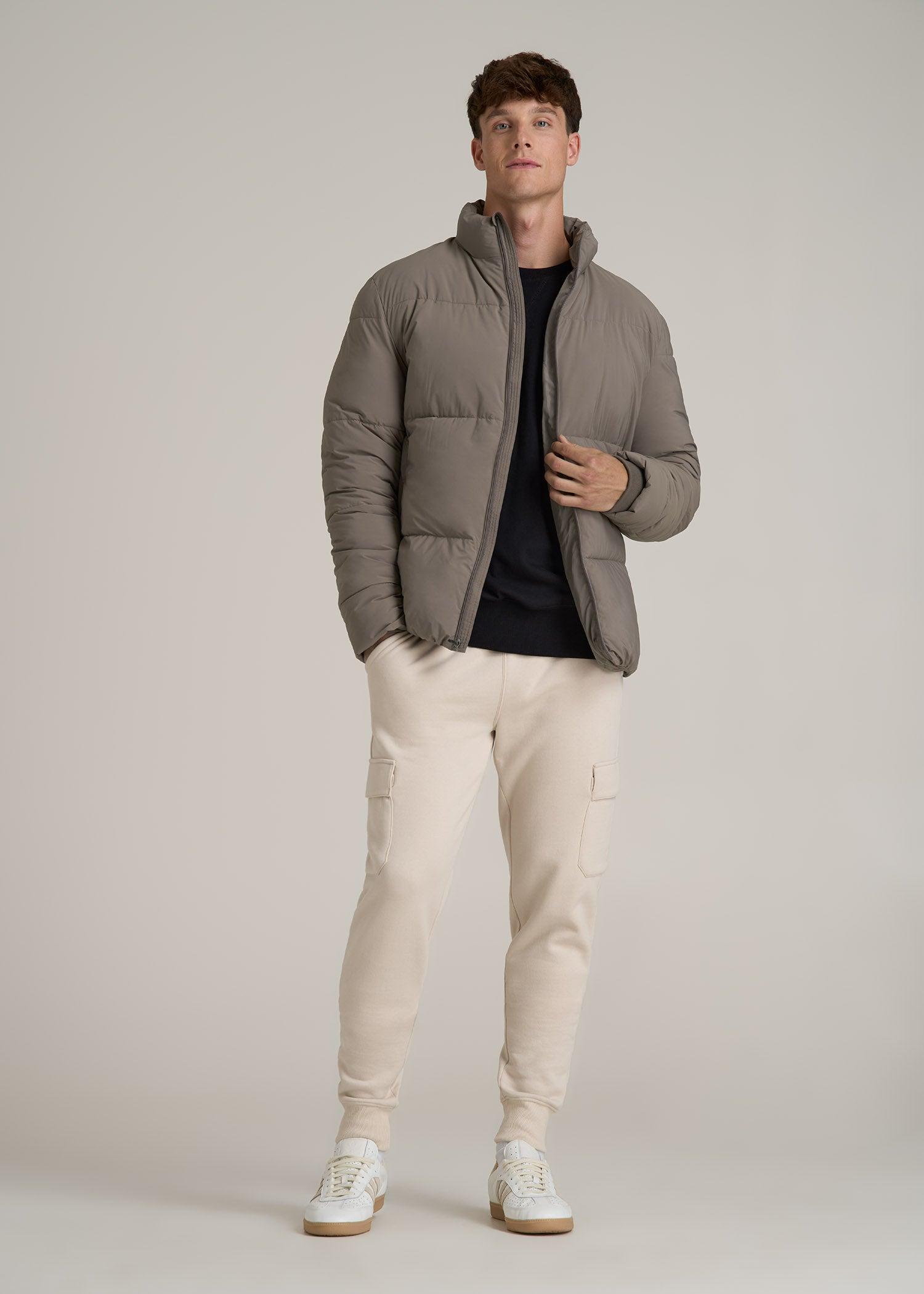 Stand Collar Puffer Coat Jacket for Tall Men in Portobello Product Image