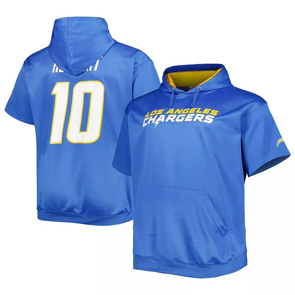 Men's Justin Herbert Powder Blue Los Angeles Chargers Big & Tall Short Sleeve Pullover Hoodie,  Product Image