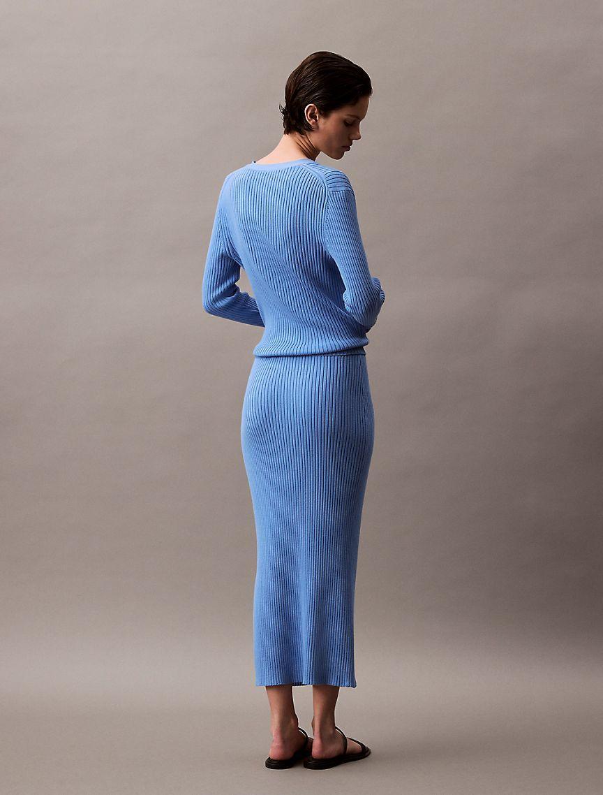 Smooth Cotton Rib Midi Skirt Product Image