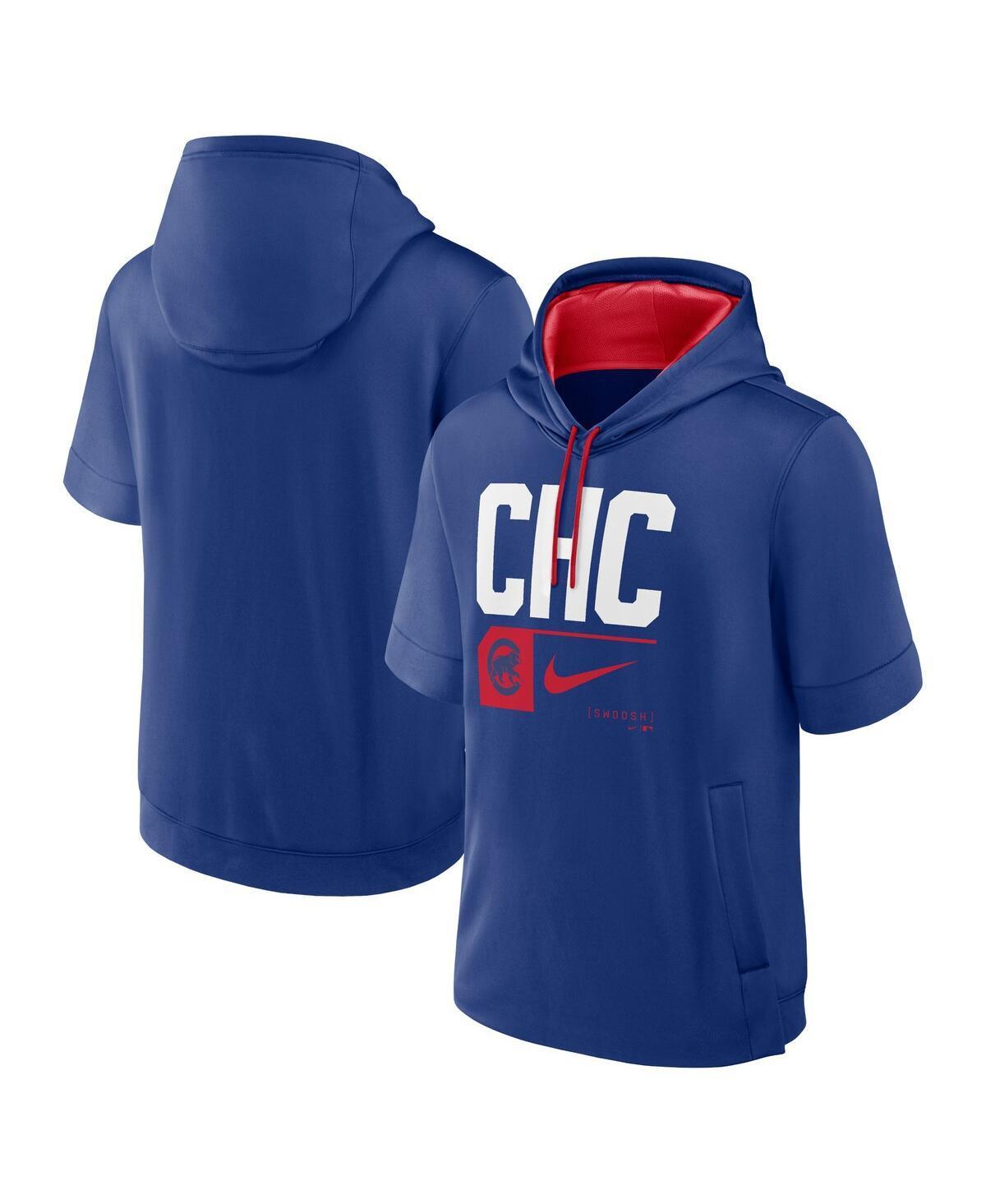 Mens Nike Royal Atlanta Braves City Connect Color Block Short Sleeve Pullover Hoodie Product Image