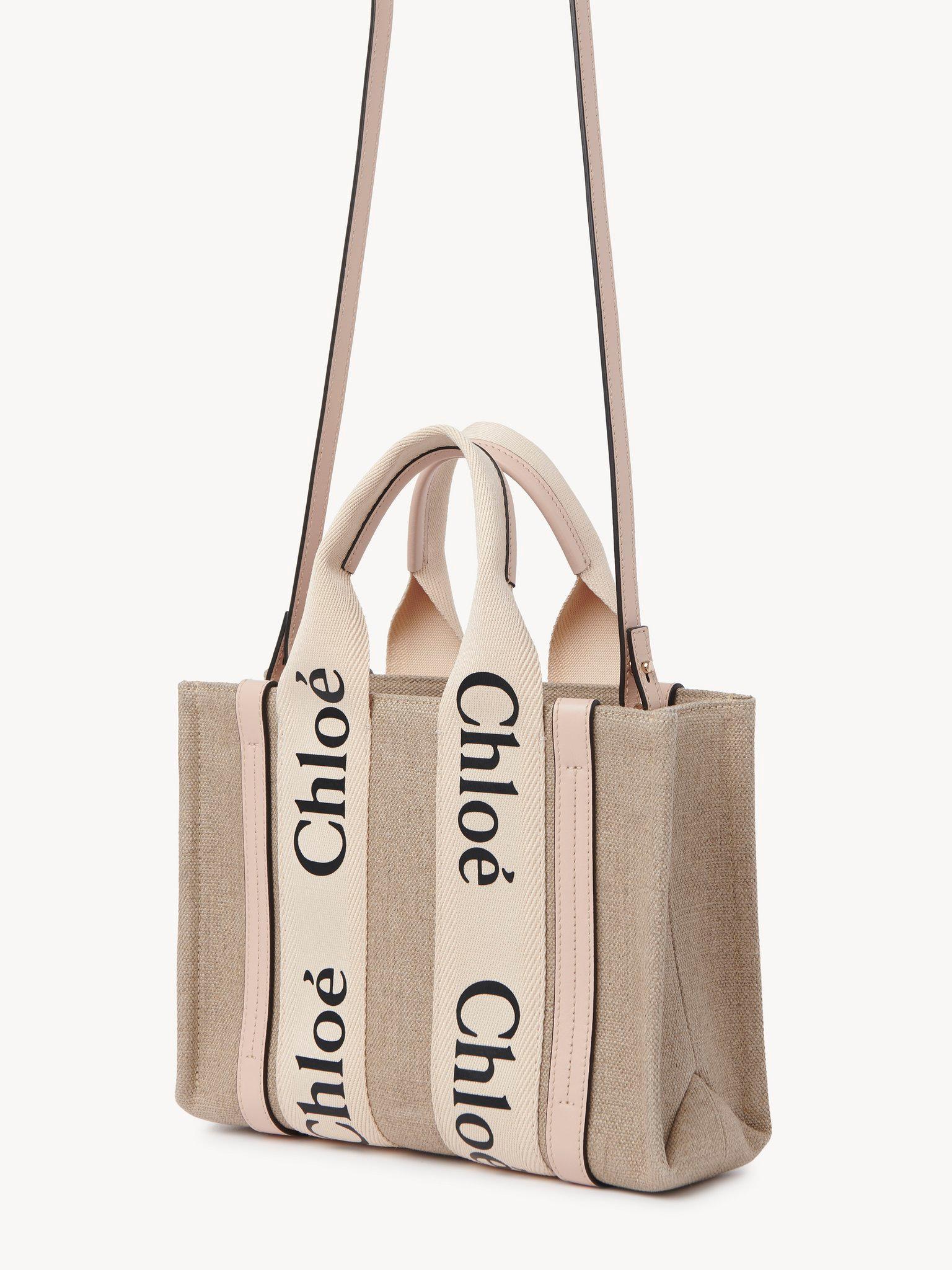 Small Woody tote bag in linen Product Image