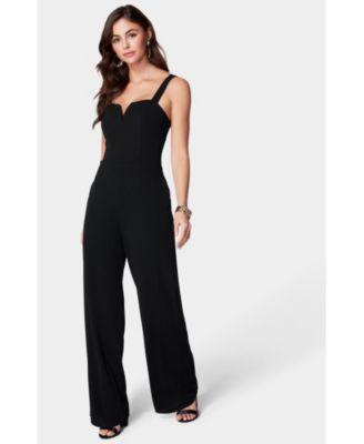 Bebe Womens Scuba Crepe Jumpsuit With Strap Product Image