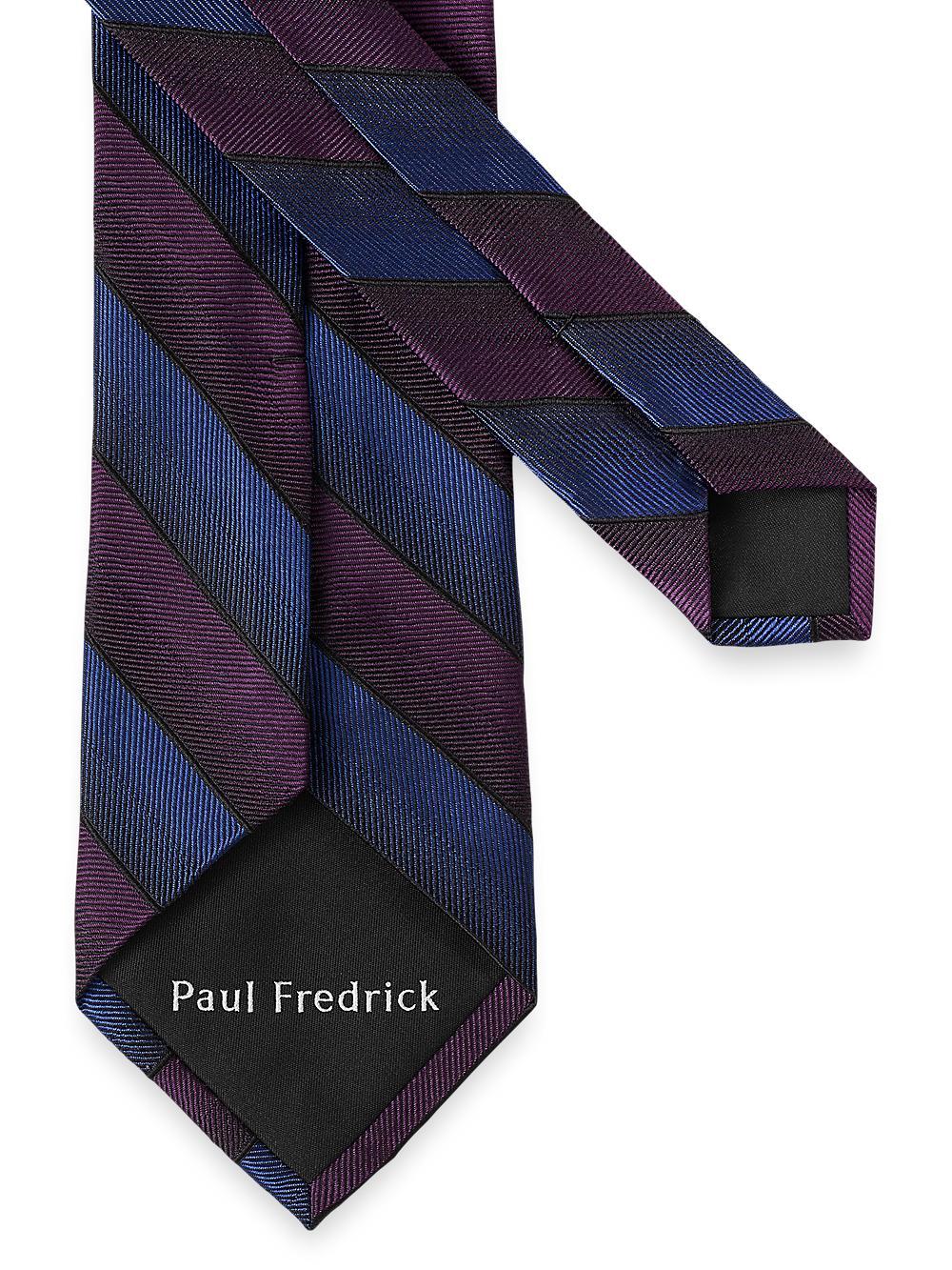 Stripe Woven Silk Tie - Blue/purple Product Image