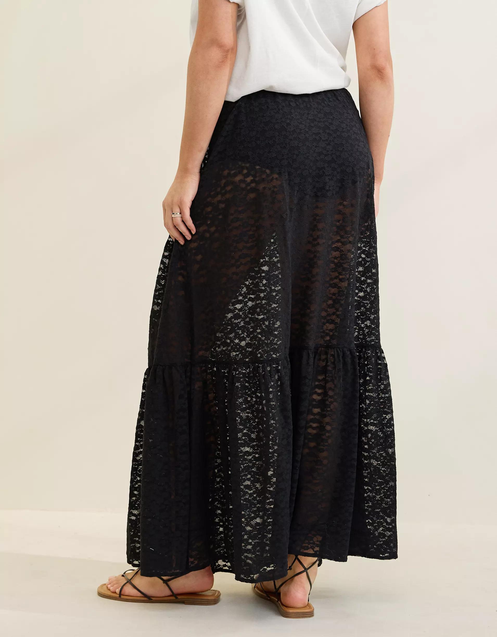Aerie Tiered Lace Maxi Skirt Product Image