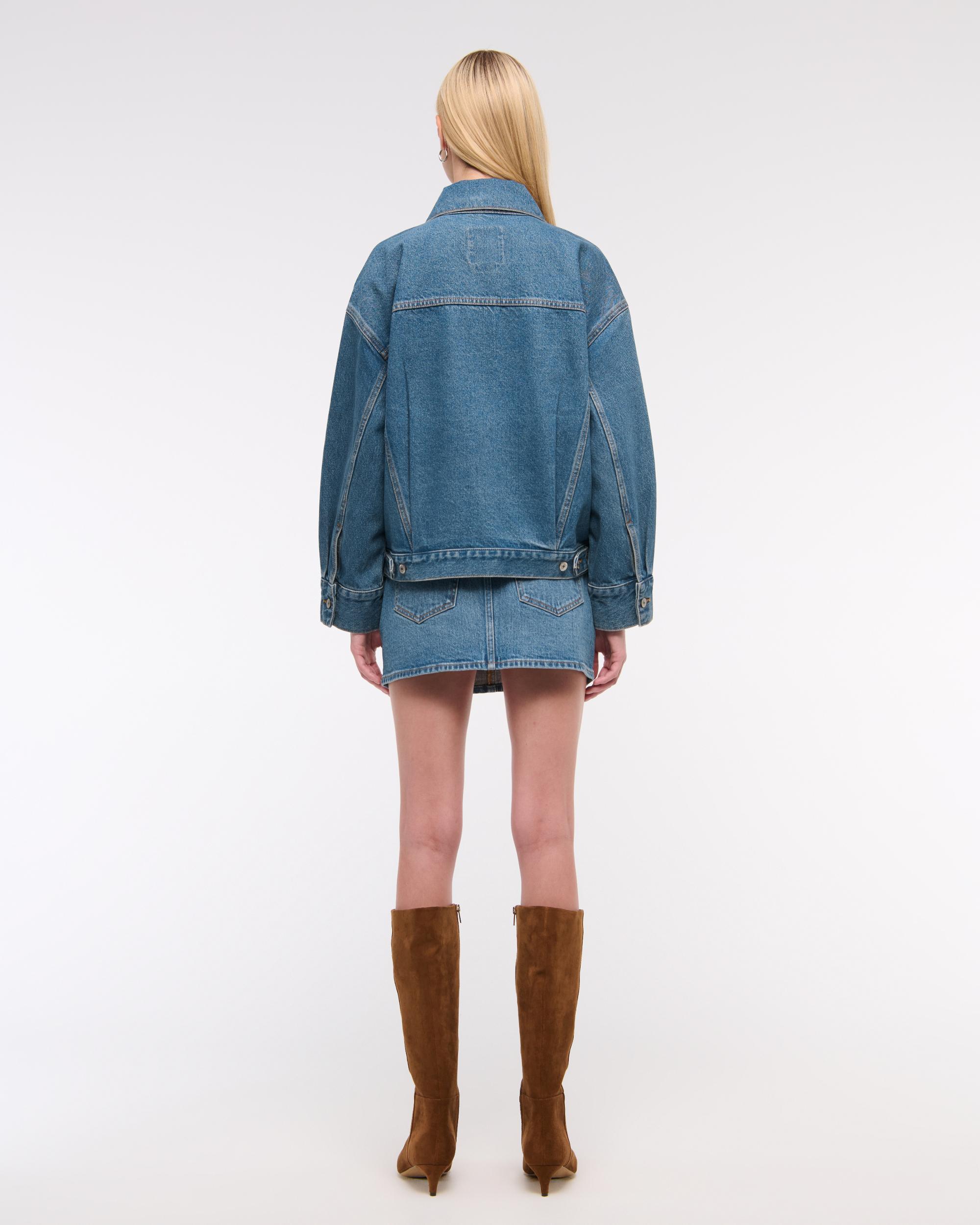 Oversized Distressed Denim Trucker Jacket Product Image