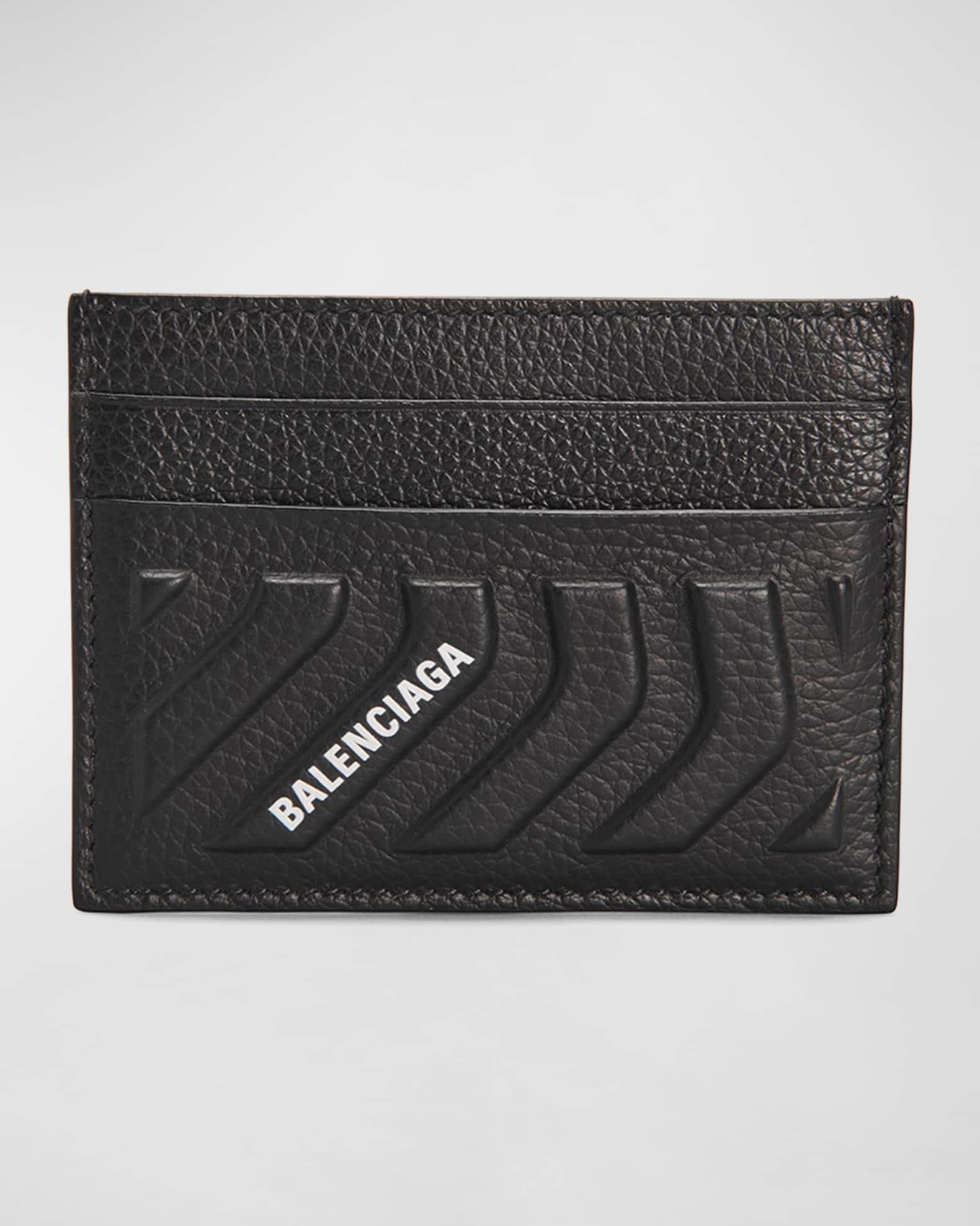 Men's Embossed Leather Logo Card Holder Product Image