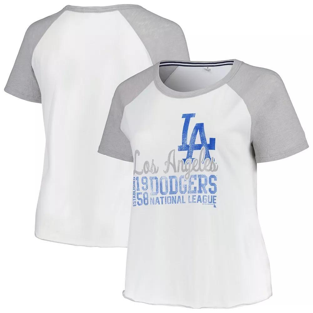 Womens Soft as a Grape Los Angeles Dodgers Plus Size Baseball Raglan T-Shirt Product Image