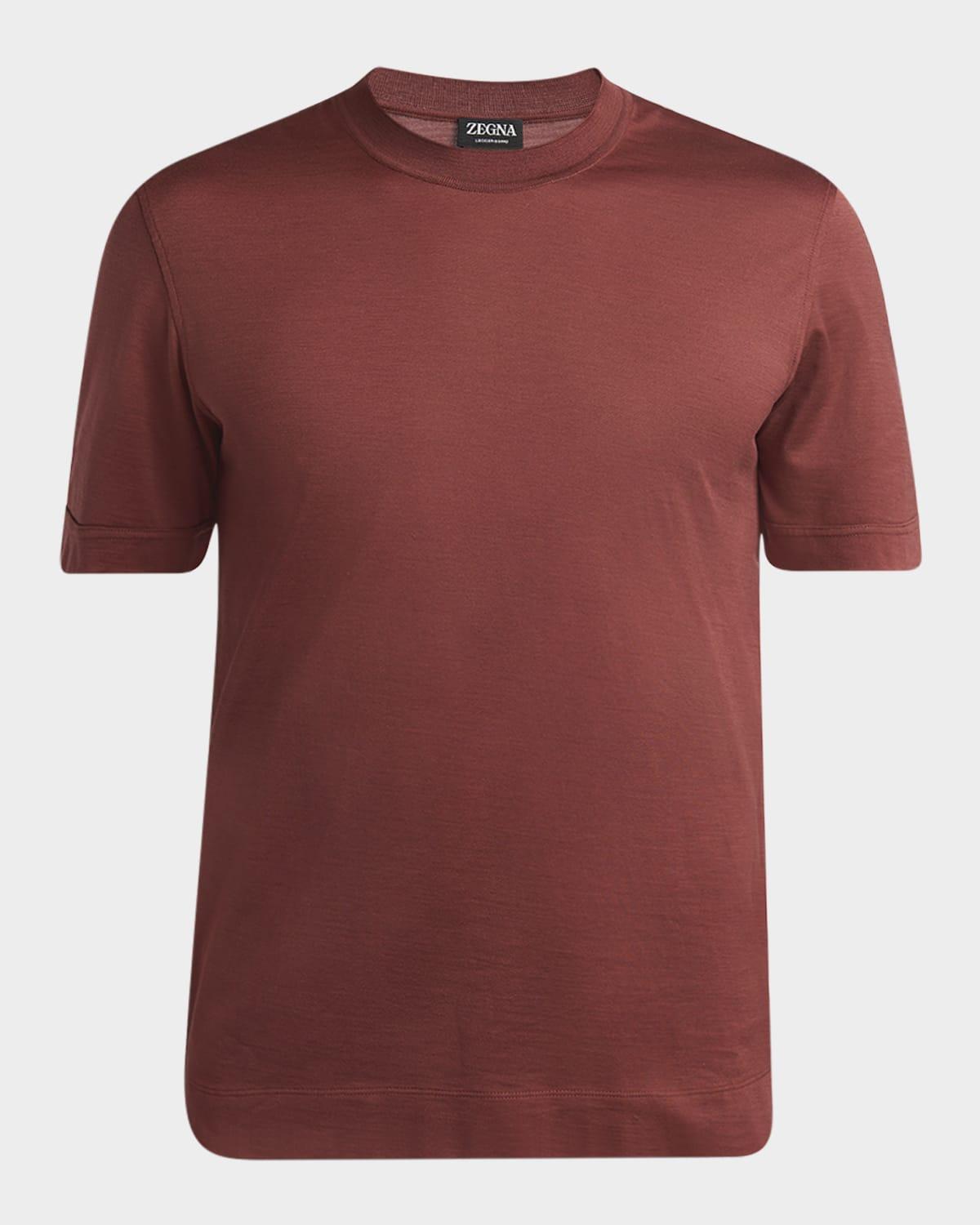 Men's Solid Silk-Cotton T-Shirt Product Image