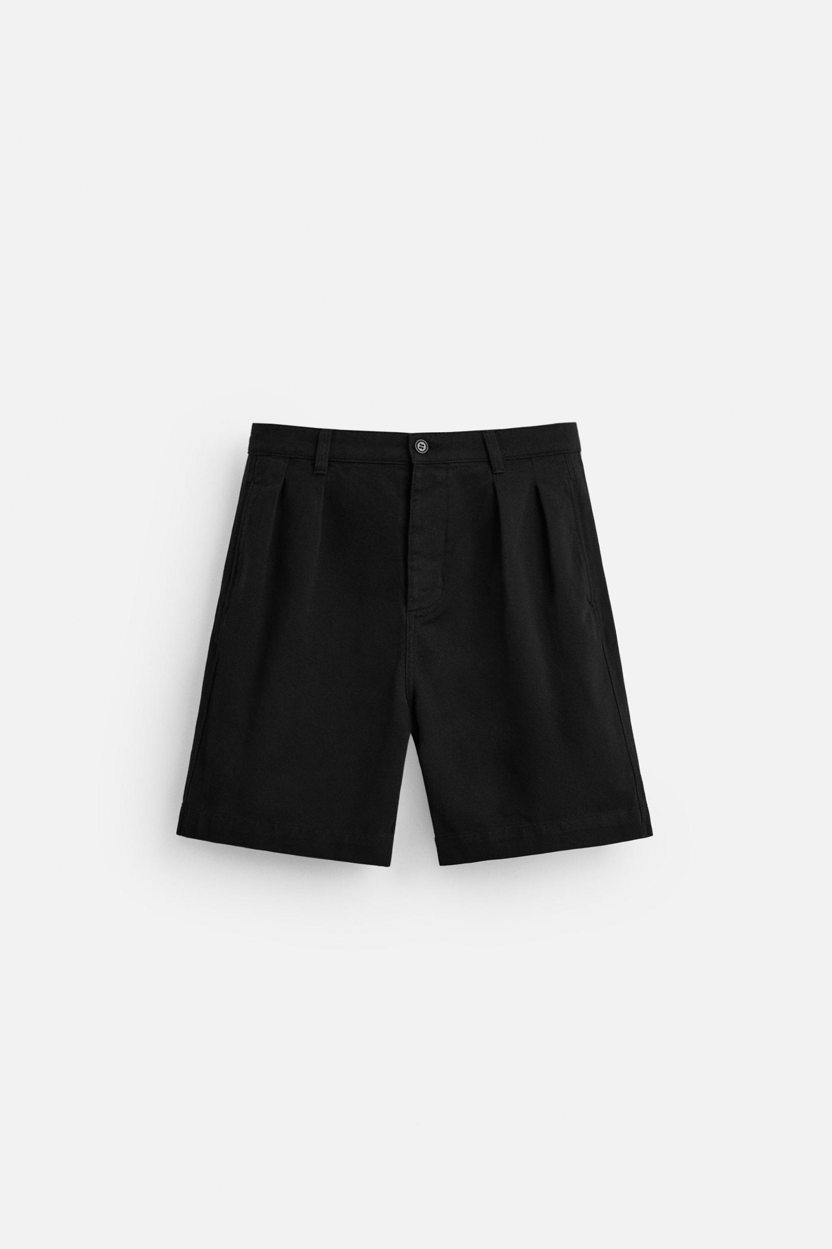 RELAXED FIT PLEATED BERMUDA SHORTS Product Image
