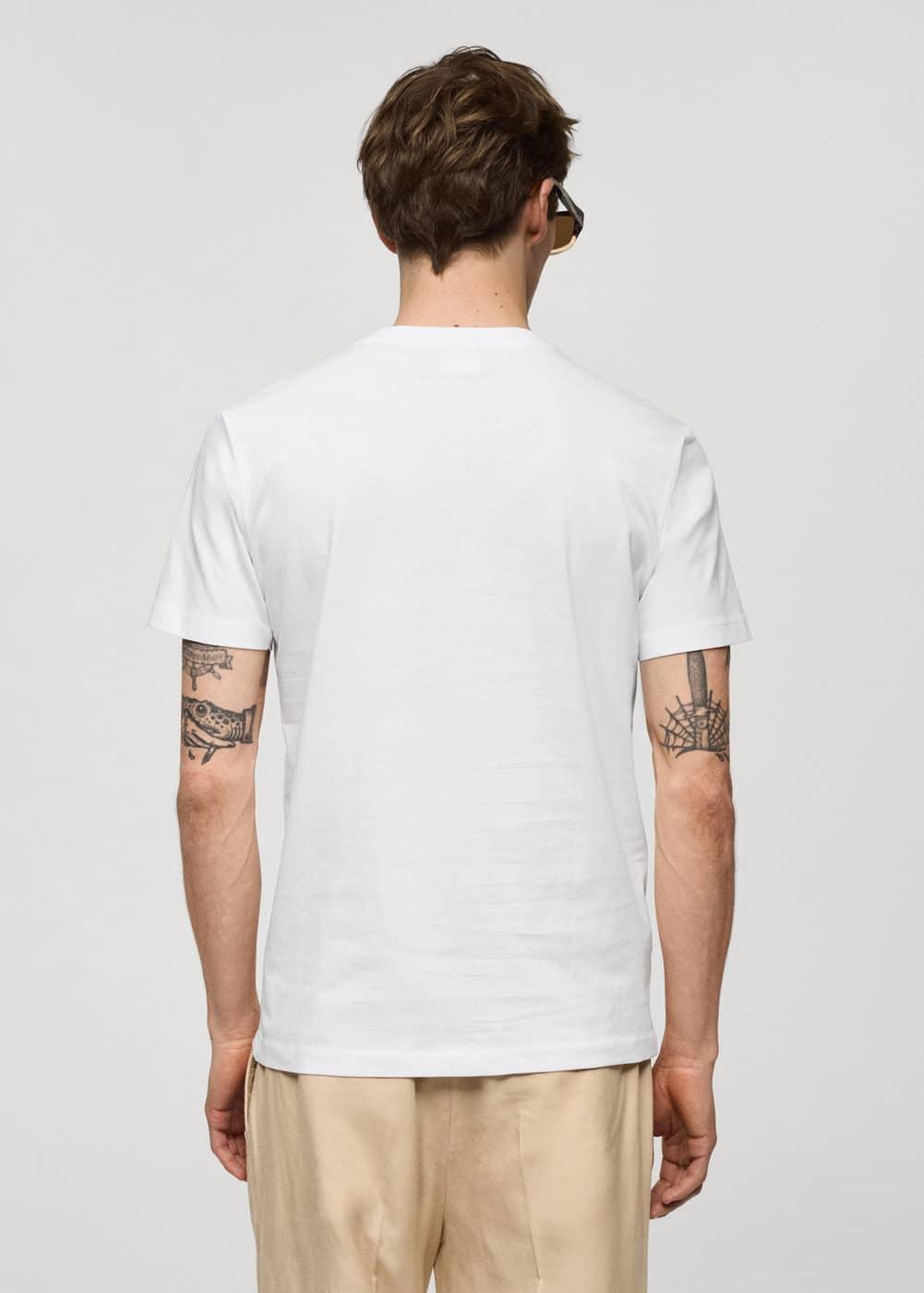 MANGO MAN - Slim-fit cotton V-neck t-shirt whiteMen Product Image