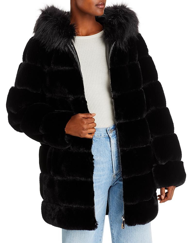 Calvin Klein Short Zip Faux Fur Women's Coat Product Image