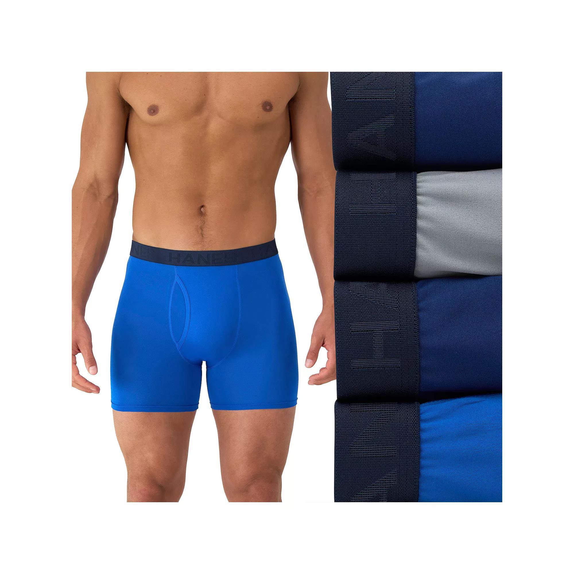 Hanes Ultimate 4-Pack Comfort Sport Men's Performance Stretch Boxer Brief Underwear, Size: Small, Blue Product Image