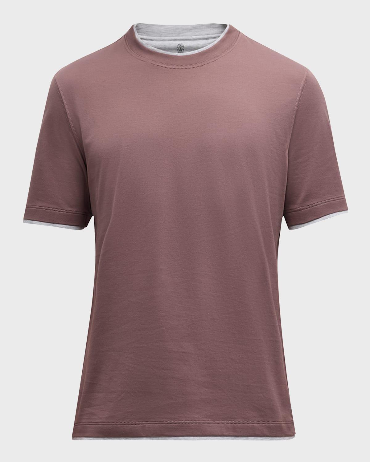 Men's Cotton Crewneck T-Shirt with Tipping Product Image