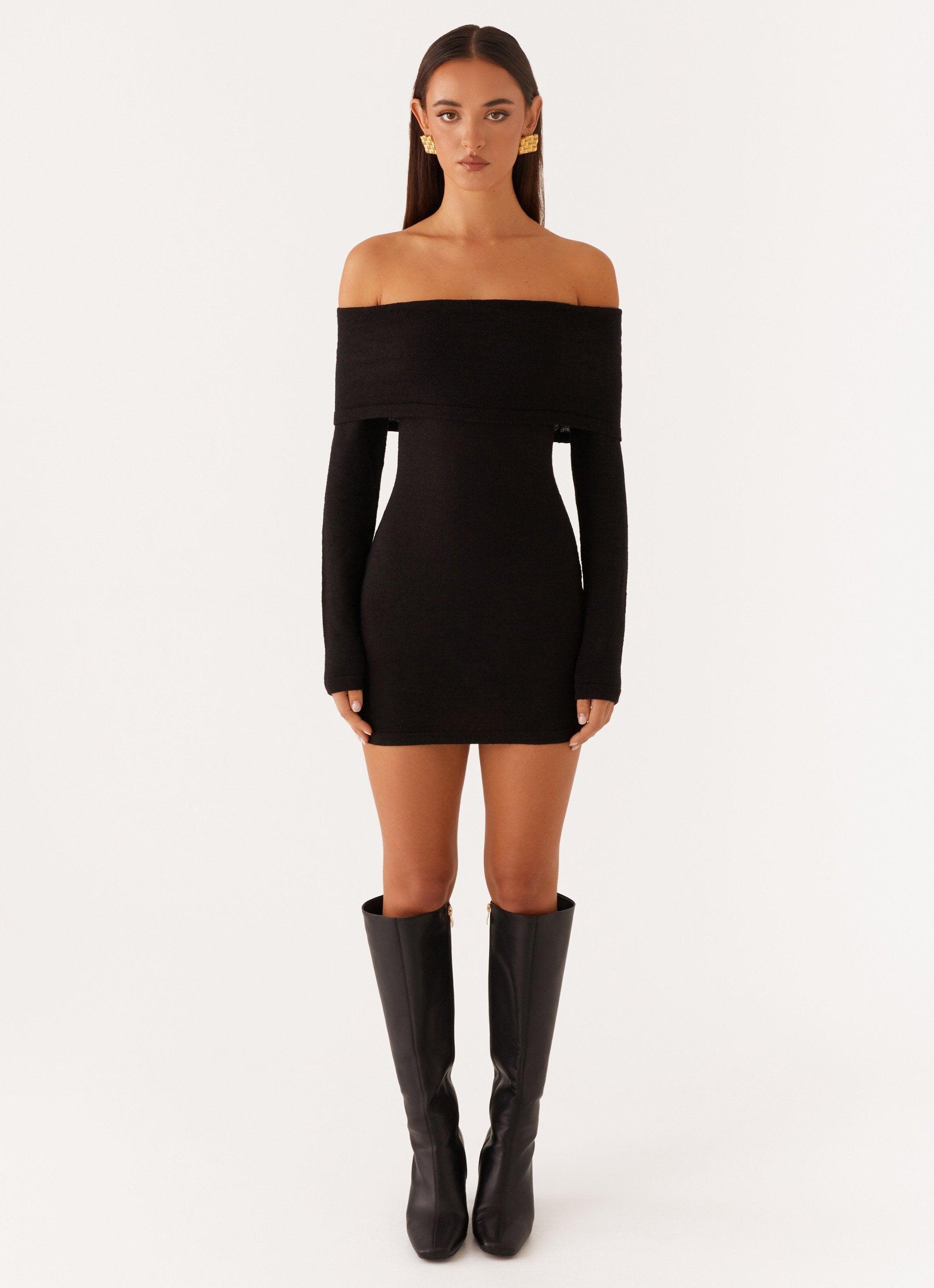 Myla Off Shoulder Mini Dress - Black Girls Product Image