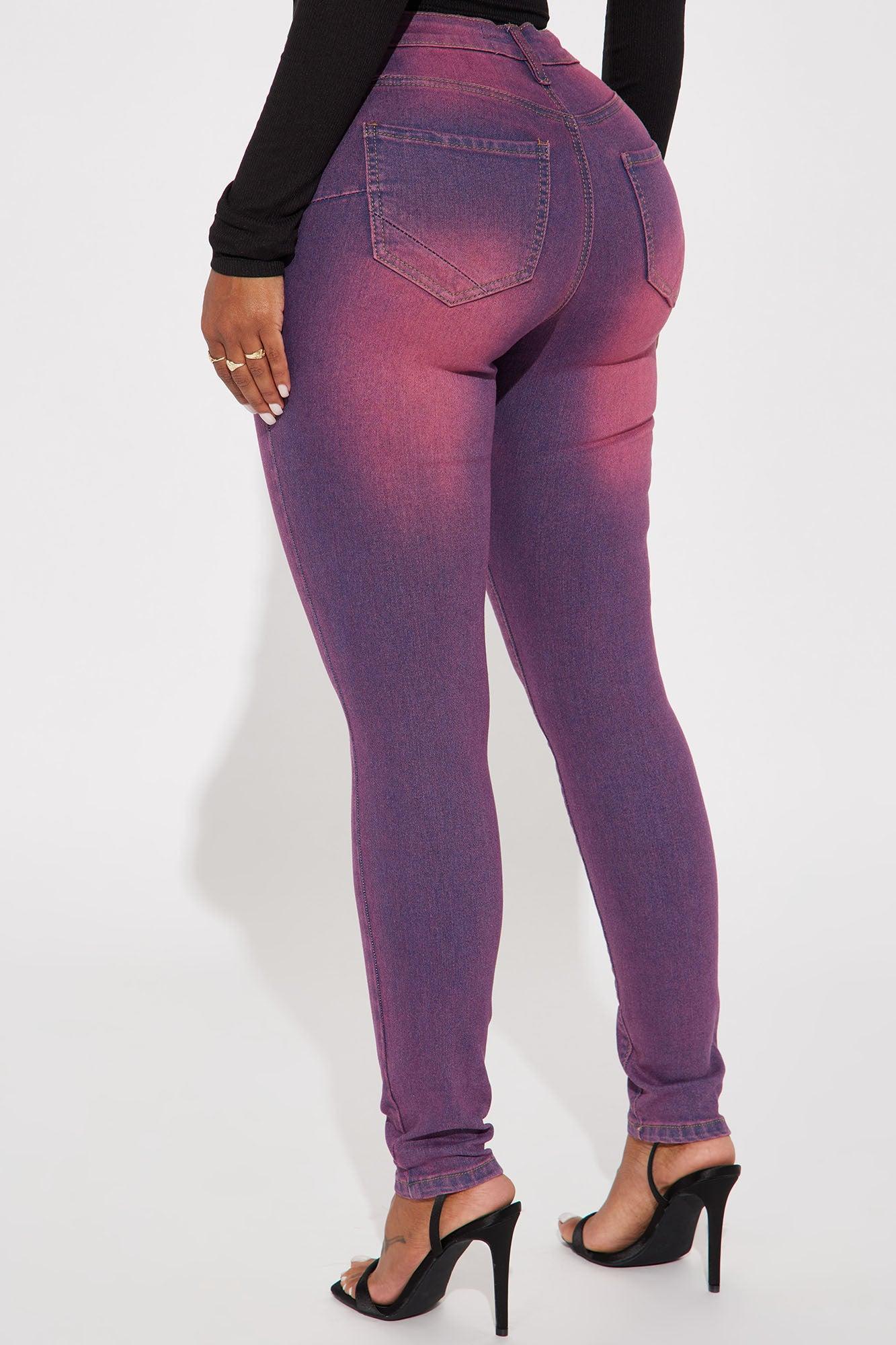 Hampton Tinted High Stretch Skinny Jeans - Fuchsia Product Image