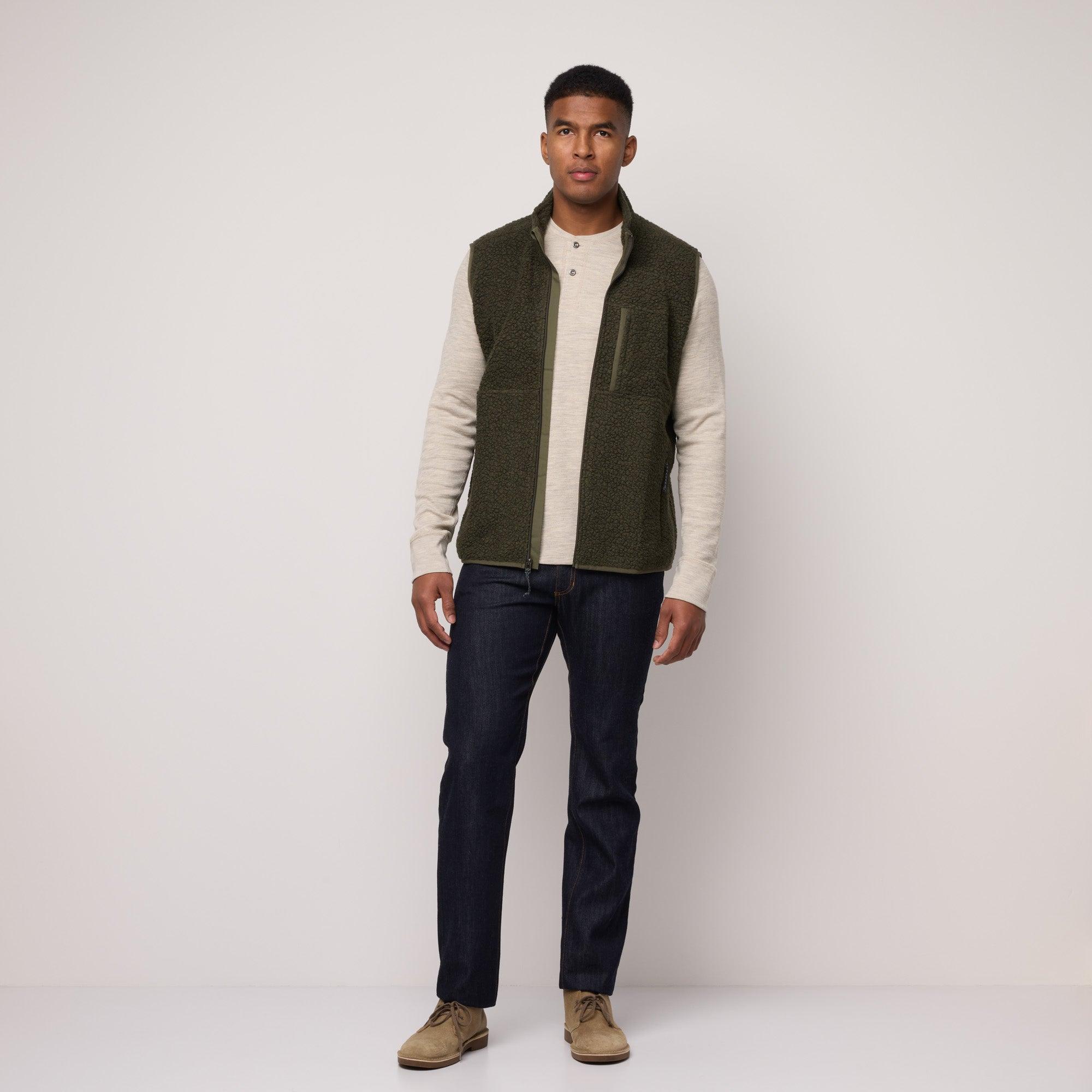 Merino Wool Full-Zip Fleece Vest | Forest Night Product Image