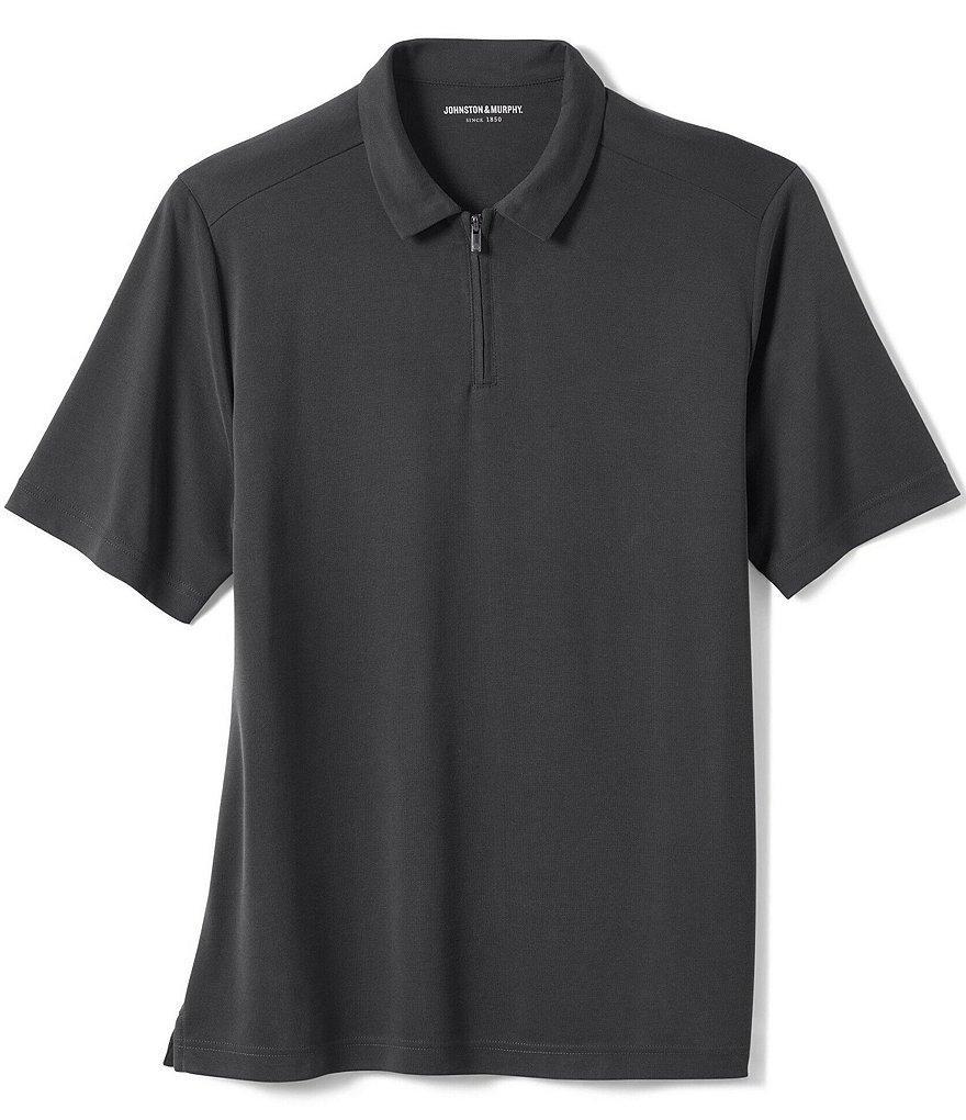 Johnston & Murphy Vintage Birdseye Quarter-Zip Short Sleeve Polo Shirt Product Image