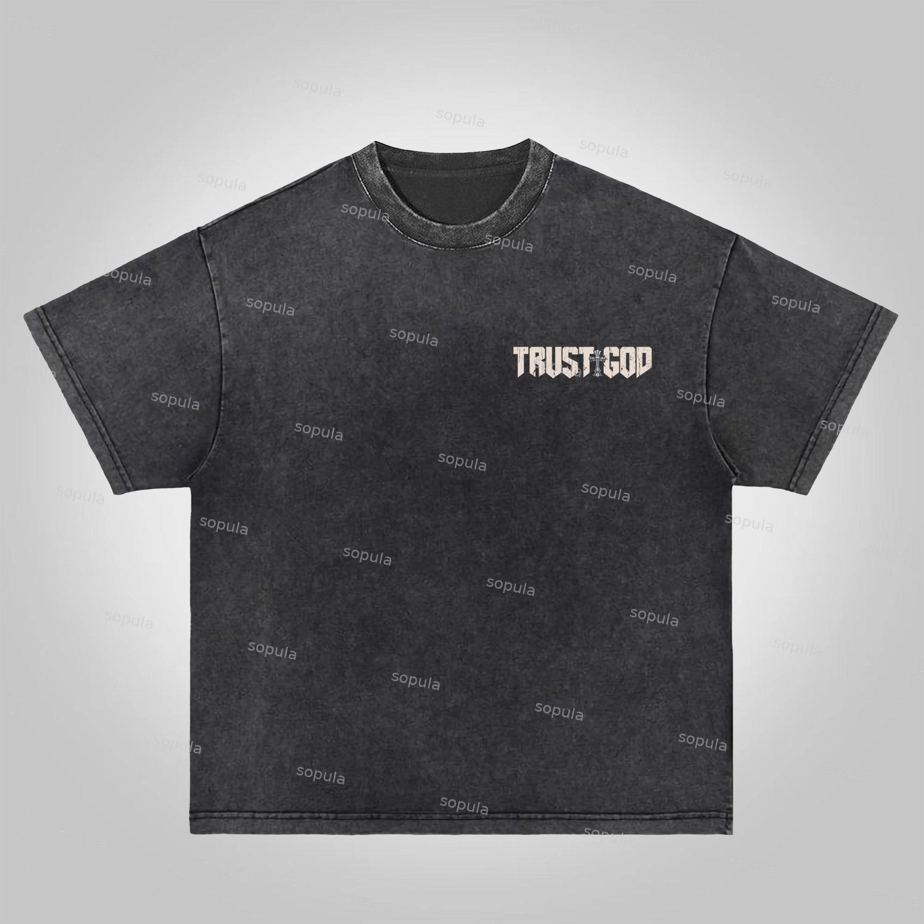 Sopula Trust God Figure Figures Acid Washed T-Shirt Product Image