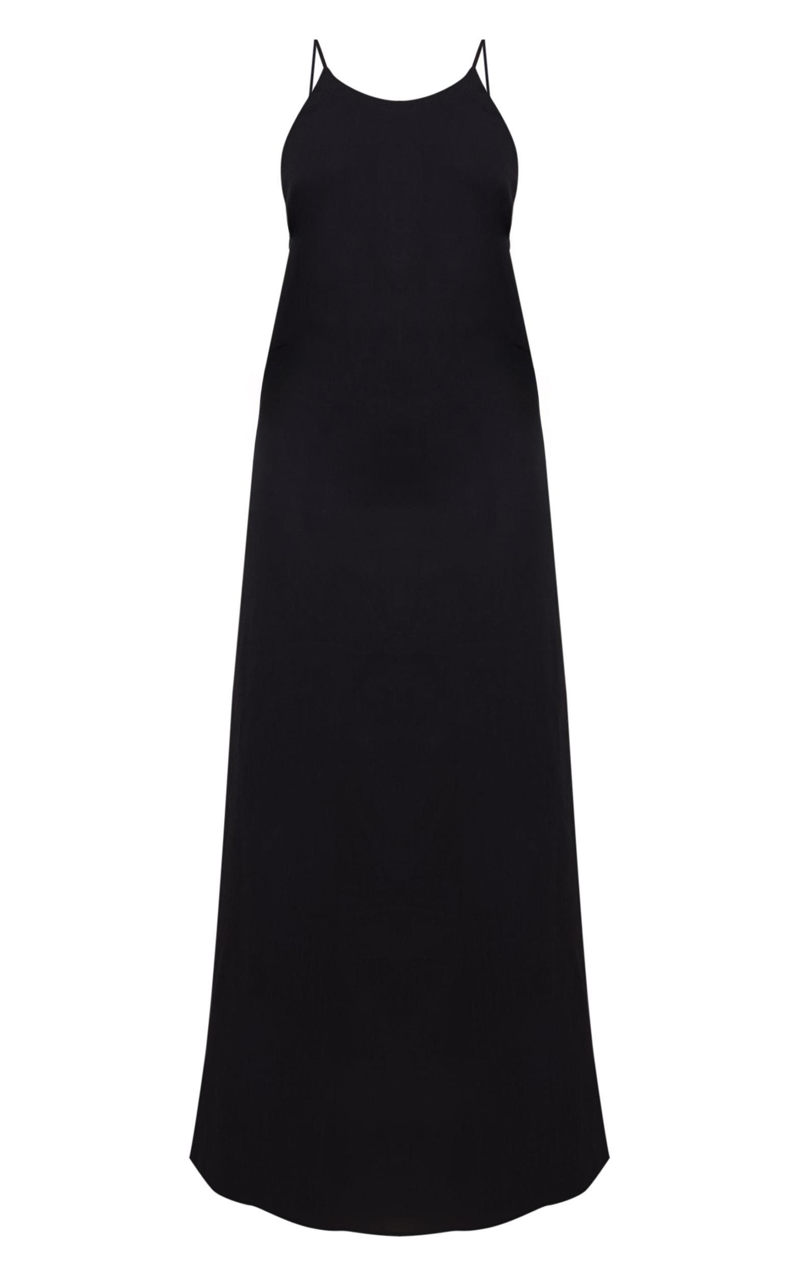 Petite Black Woven Cami Trim Detail Maxi Dress Product Image