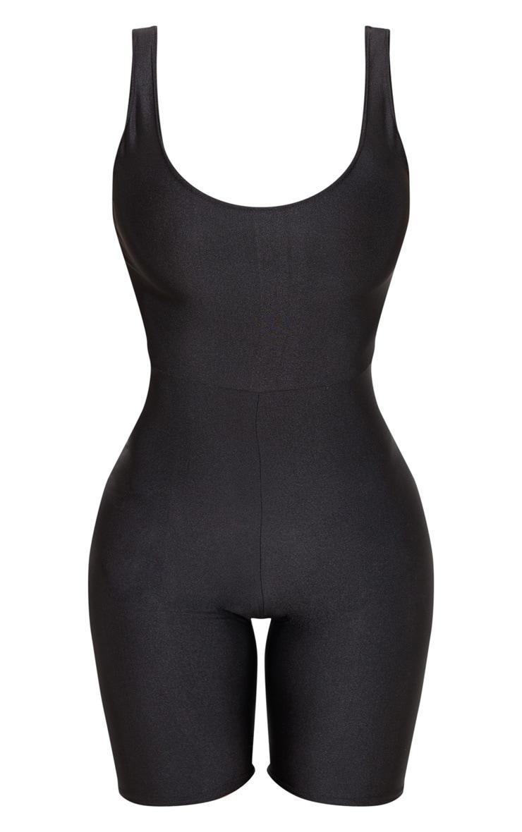 Black Scoop Neck Slinky Unitard  Product Image