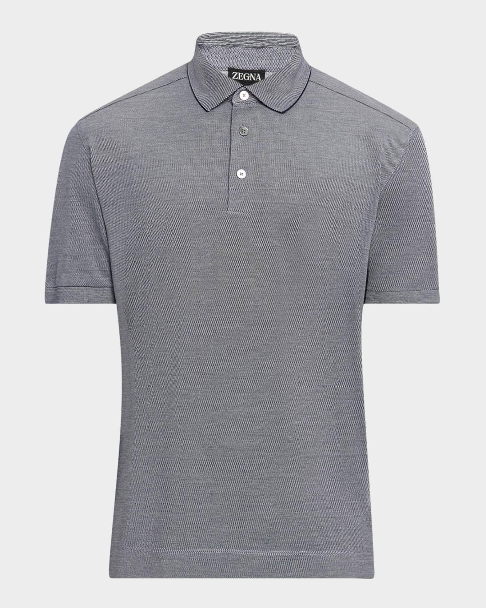 Men's Melange Cotton and Silk Polo Shirt Product Image