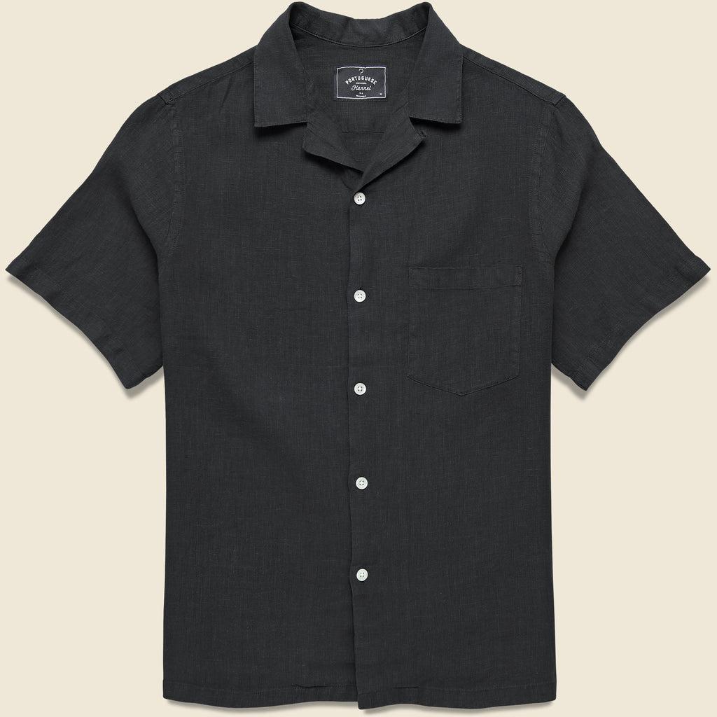 Linen Camp Shirt - Black Product Image