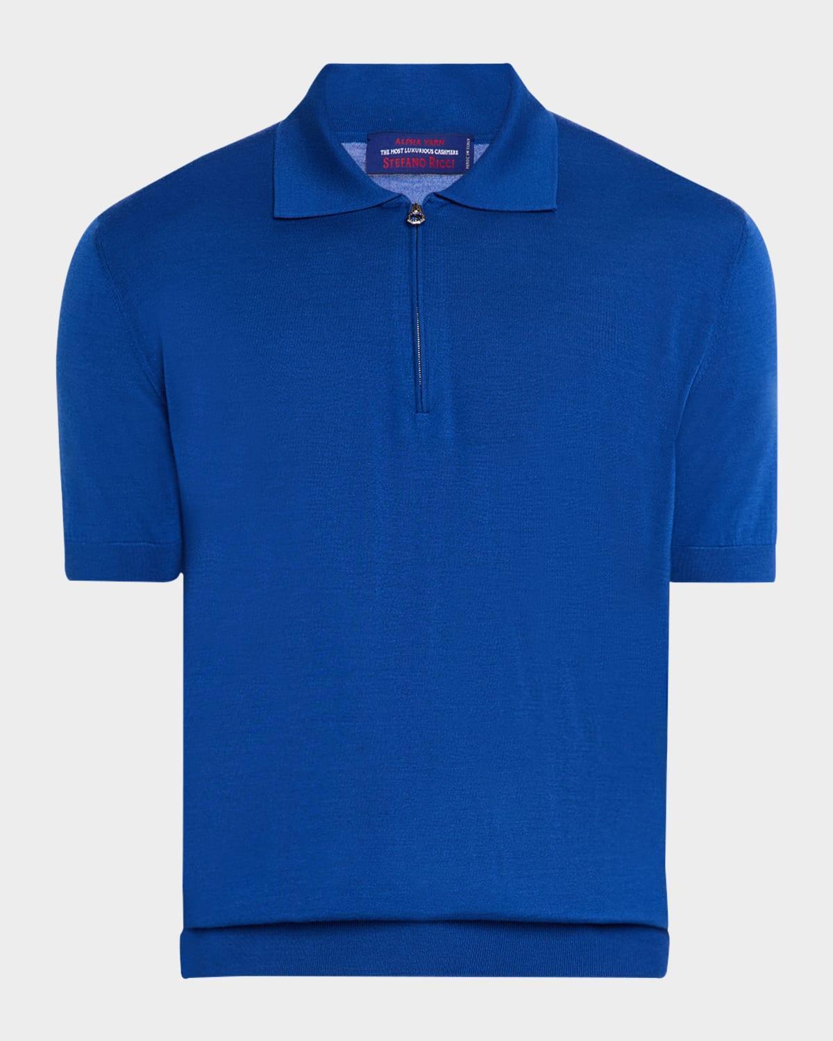 Mens Quarter-Zip Short-Sleeve Polo Sweater Product Image