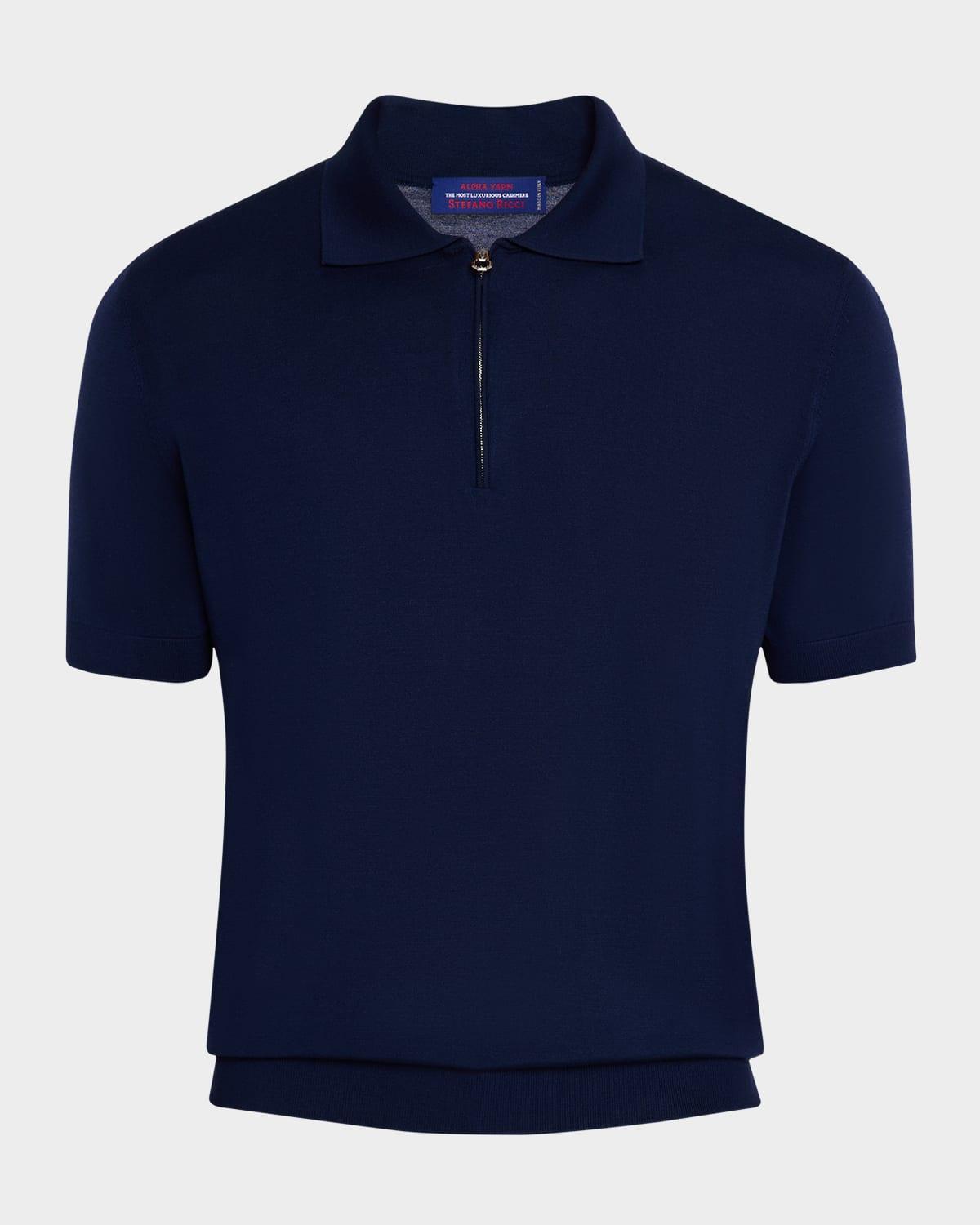 Mens Quarter-Zip Short-Sleeve Polo Sweater Product Image