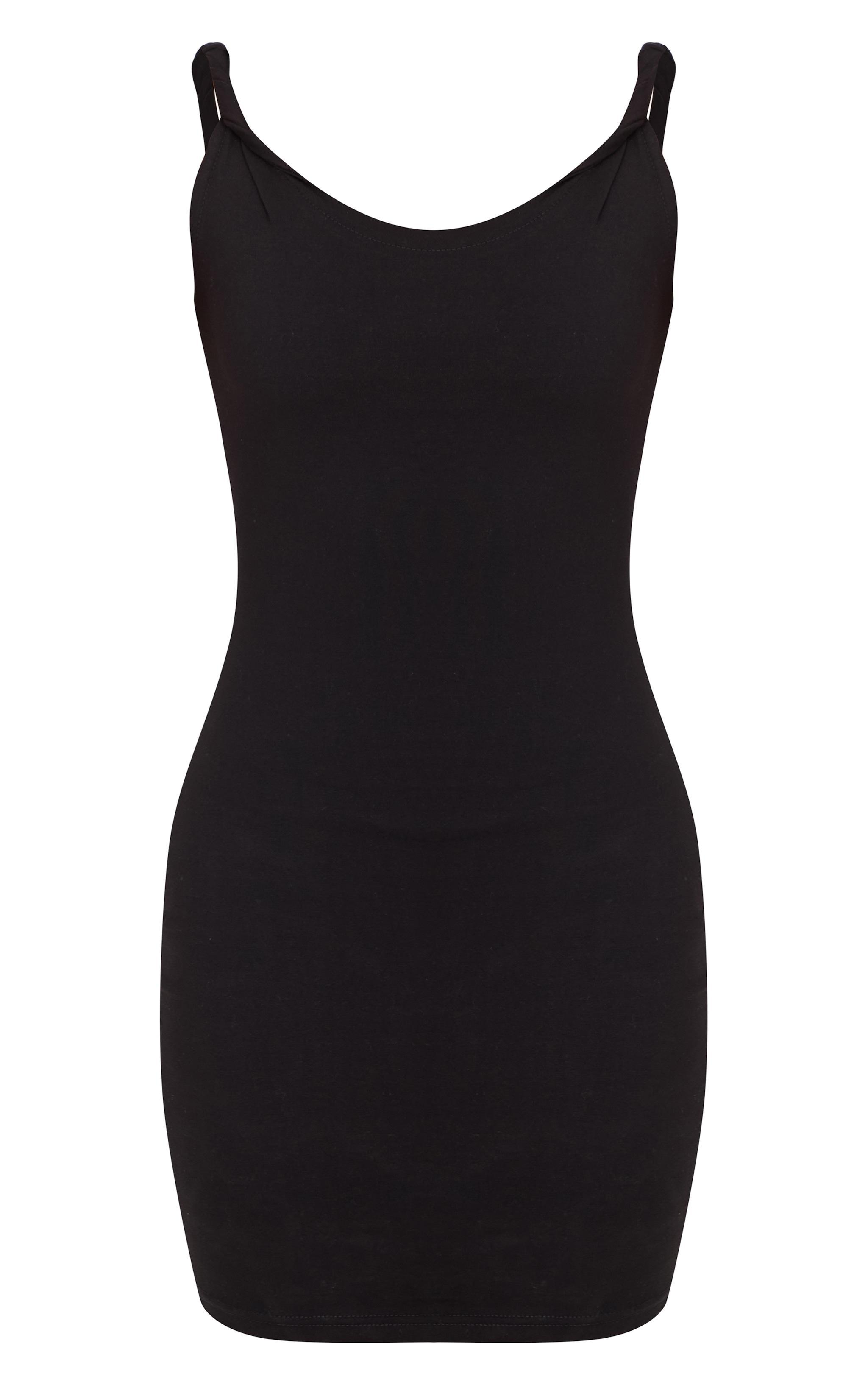 Black Cotton Twist Shoulder Sleeveless Mini Dress Product Image