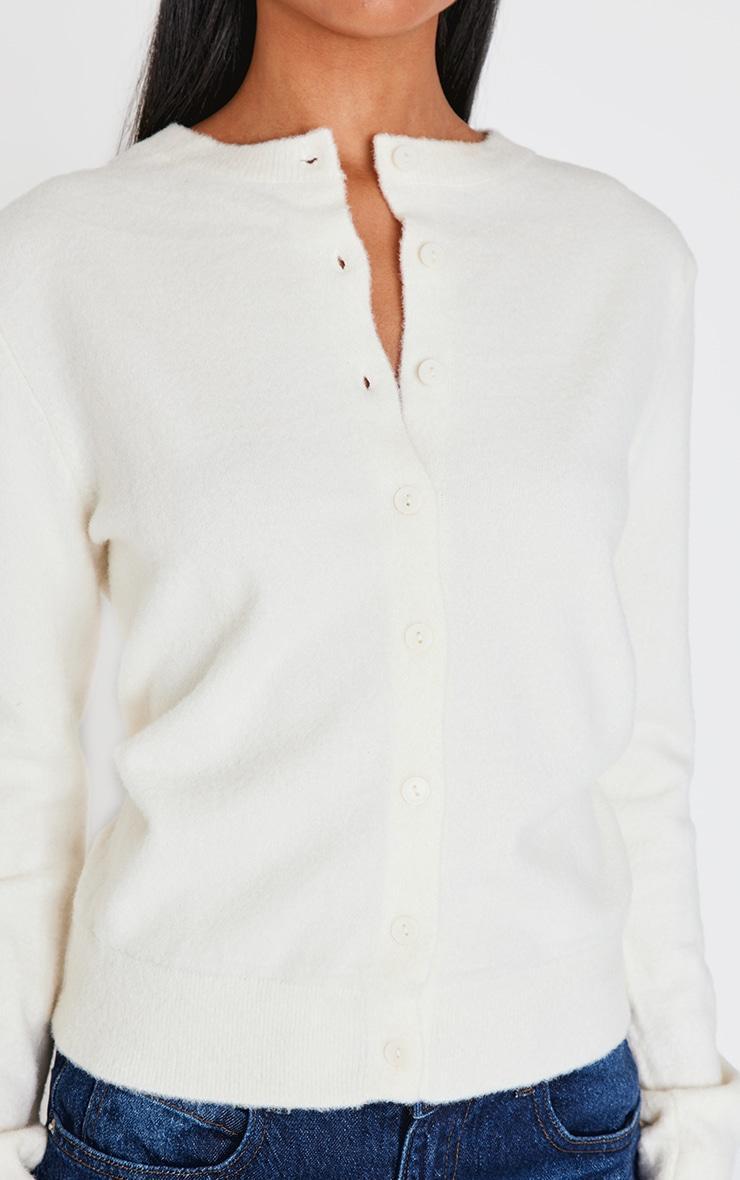 Cream Soft Knit Button Up Cardigan Product Image