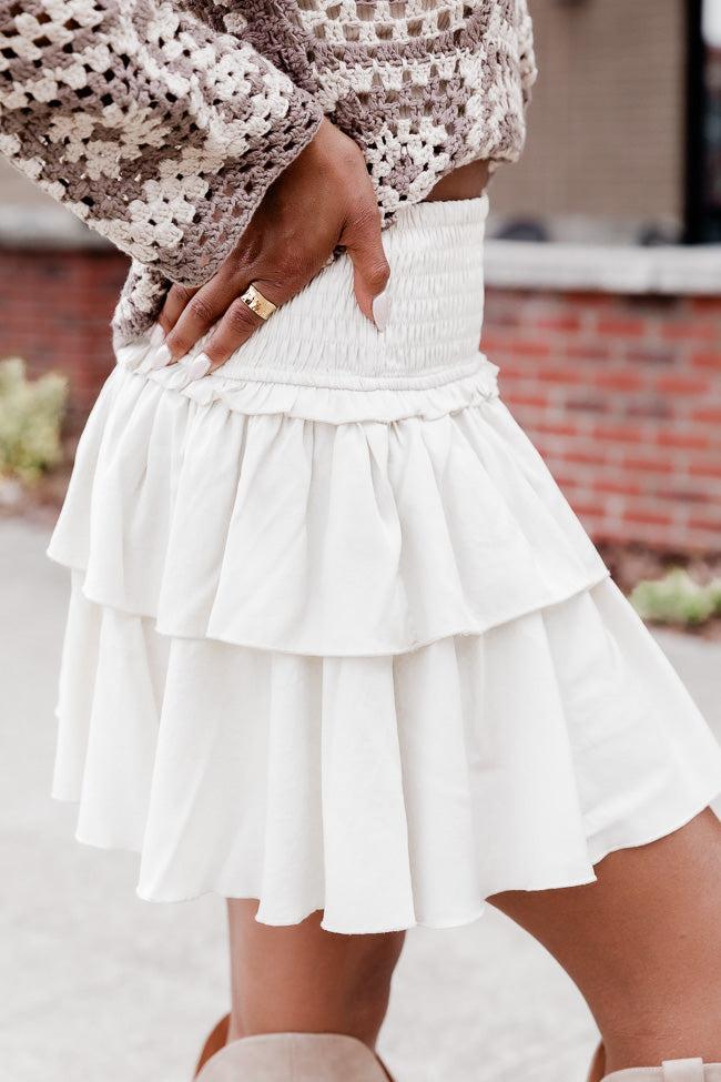 Keep It Together Beige Smocked Waist Tiered Skirt FINAL SALE Product Image