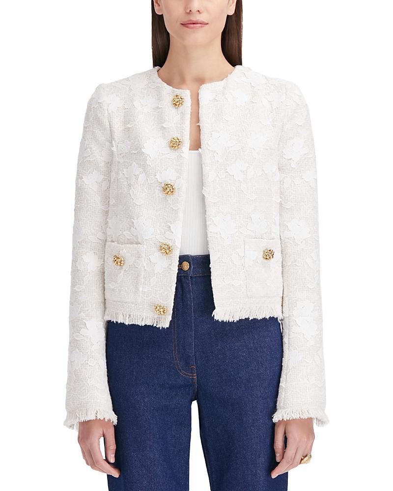 Womens Gardenia Embroidered Tweed Jacket Product Image