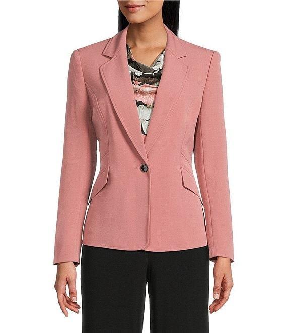 Kasper Crepe Notch Collar 1-Button Jacket Product Image