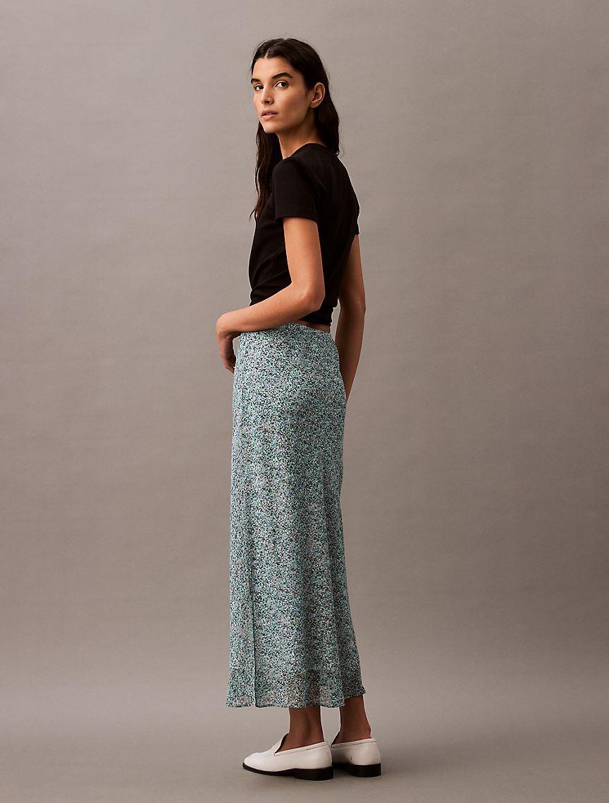 Printed Georgette Midi Skirt Product Image