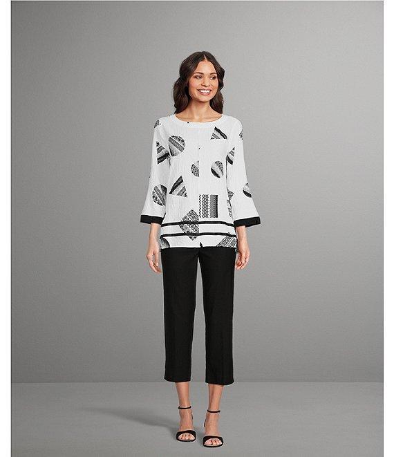 Ali Miles Round Neck 3/4 Sleeve Print Popover Tunic Product Image