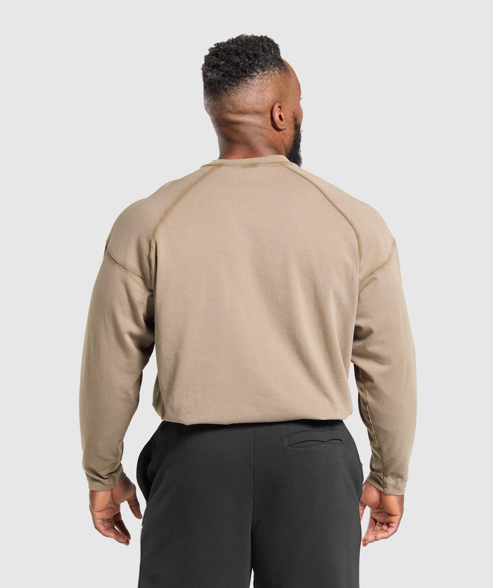 Gymshark Heavyweight Long Sleeve T-Shirt - Lifestyle Brown Male Product Image