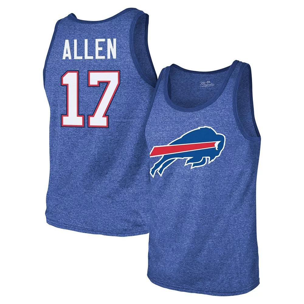 Men's Majestic Threads Josh Allen Royal Buffalo Bills Tri-Blend Player Name & Number Tank Top, Size: Large, Blue Product Image