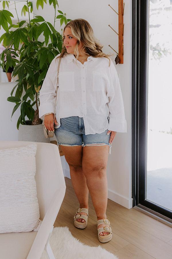 Seaside Breeze Linen-Blend Button Up Curves Product Image