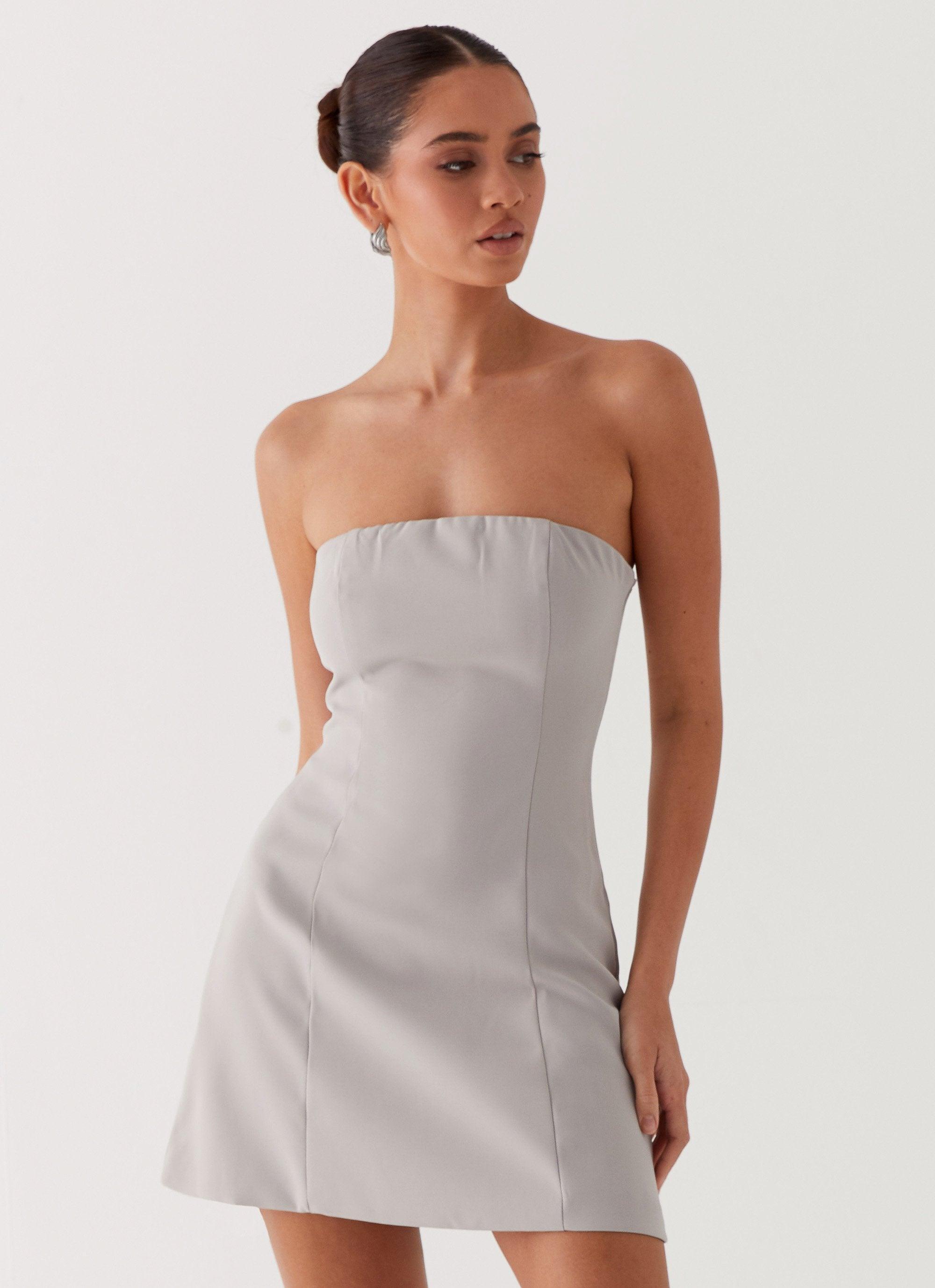 Ayanna Strapless Mini Dress - Grey Product Image