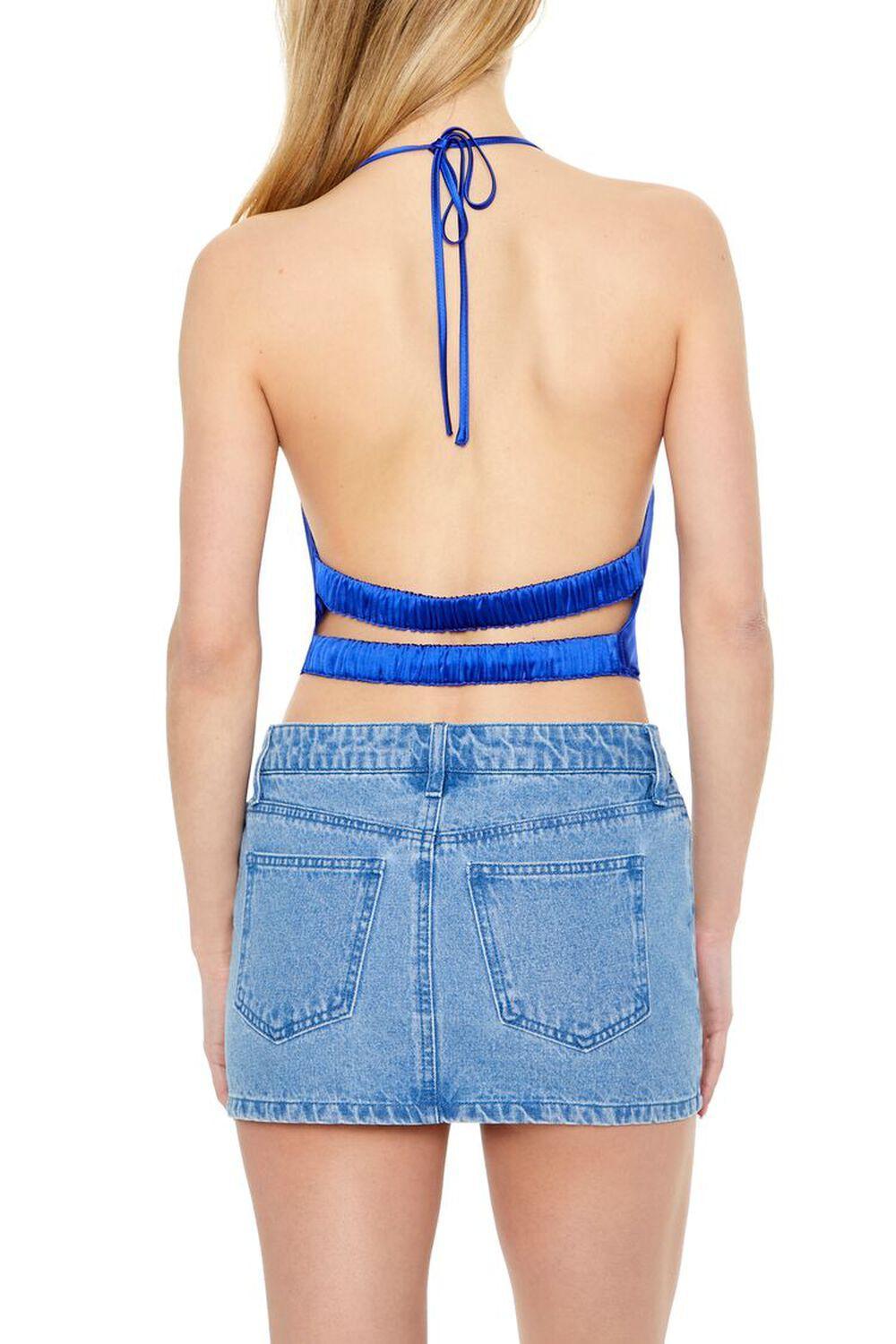 Satin V-Hem Halter Crop Top | Forever 21 Product Image