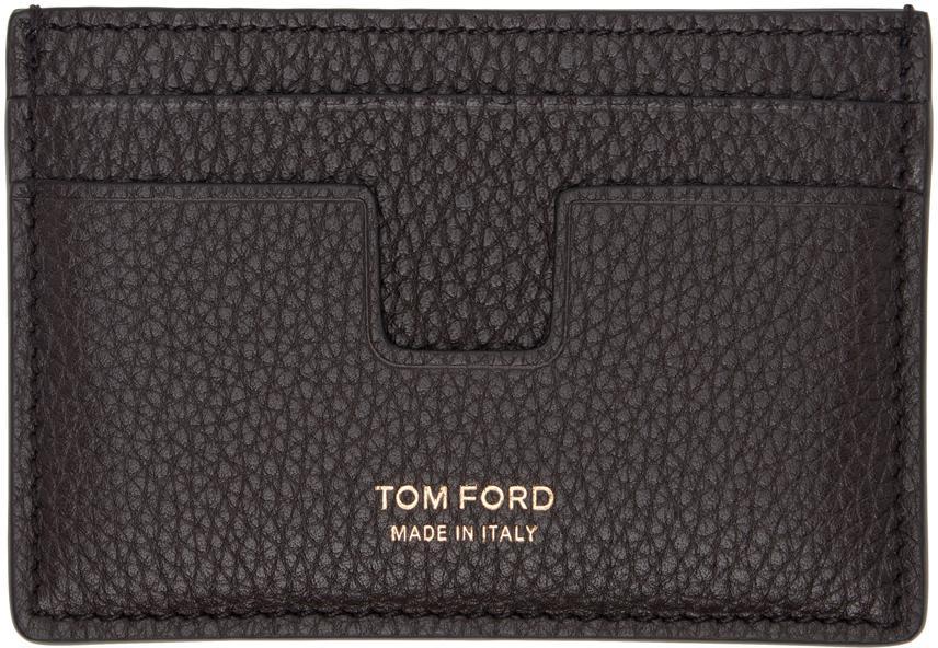 TOM FORD Brown T Line Card Holder In Chocolate Product Image